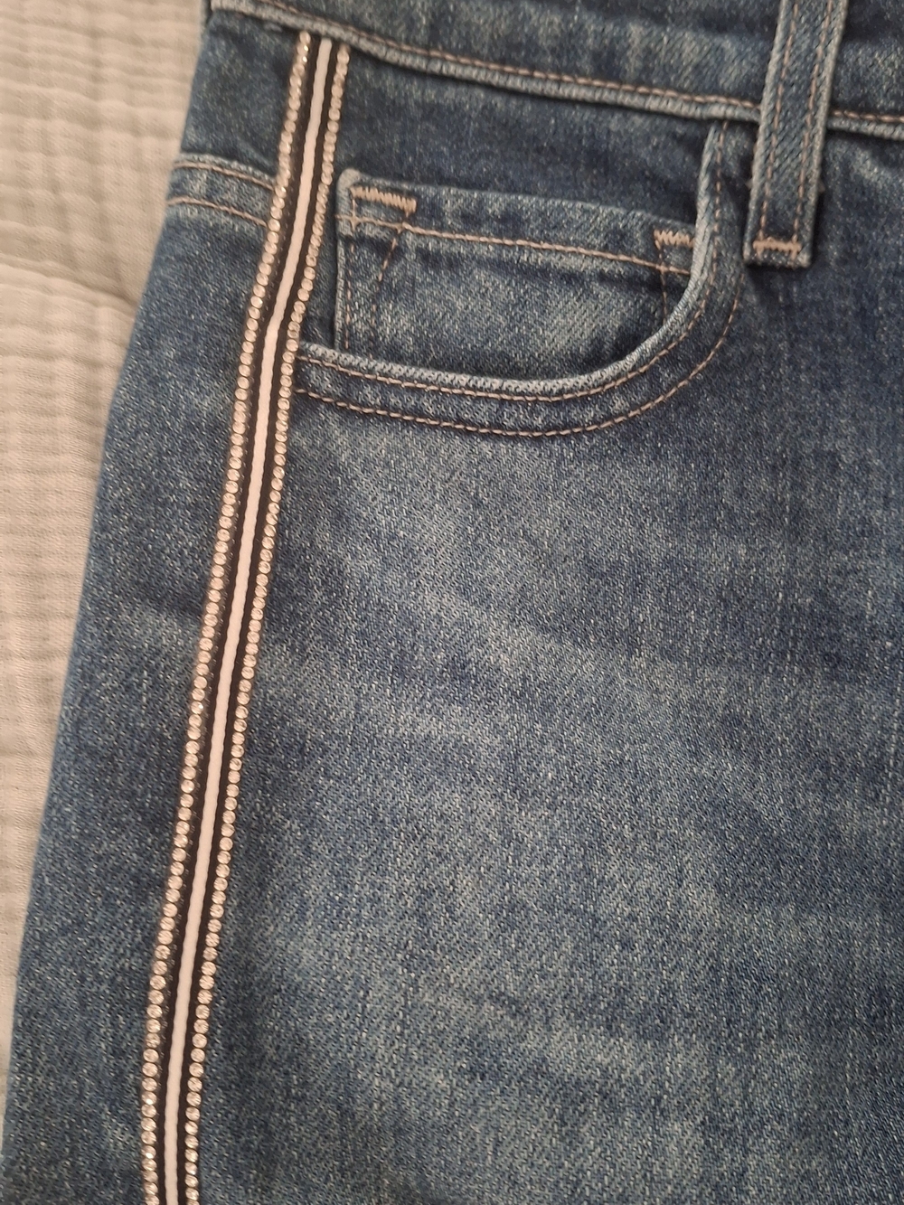 J Brand Medium Blue Denim Jeans with Matte Black Button